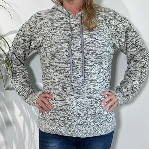 Cozy Black and White Knit Hoodie